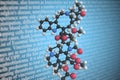 Molecular model of vincristine, 3D rendering
