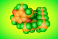 Molecular model of vitamin E, alpha-tocopherol. Also known as aquasol E or phytogermine. Scientific background. 3d Royalty Free Stock Photo