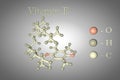 Molecular model of vitamin E, alpha-tocopherol. Scientific background. 3d illustration Royalty Free Stock Photo