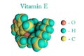 Molecular model of vitamin E, alpha-tocopherol. Scientific background. 3d illustration Royalty Free Stock Photo