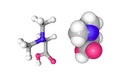 Molecular models of dimethylglycine, vitamin B16. Atoms are represented as spheres with Royalty Free Stock Photo