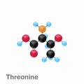 Molecular omposition and structure of Threonine, Thr, best for books and education Royalty Free Stock Photo