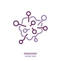 Molecular oncology linear pictogram. Branch of medicine symbol.