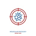 Molecular oncology linear pictogram. Interdisciplinary medical specialty symbol.