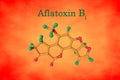 Molecular structure of aflatoxin B1, a potent hepatotoxic and carcinogenic toxin produced by fungi Aspergillus. Medical