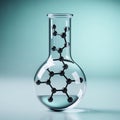 Molecular structure of benzene dissolving in clear liquid within a laboratory flask, AI Generated Royalty Free Stock Photo
