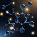 Molecular structure, blue spheres, glowing orbs, illustrating chemical interactions Royalty Free Stock Photo