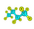 Molecular structure of butane on white Royalty Free Stock Photo
