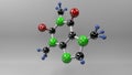 Caffeine 3D molecule illustration.