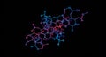 Molecular Structure of a Chemical Compound in Neon Light on Black Background Royalty Free Stock Photo