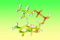 Molecular structure of citicoline on colorful background. It is a nutritional supplement and the source of cytidine and