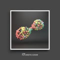 Molecular structure with colorful spherical particles. Cover design template