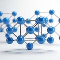 Molecular structure of a crystalline lattice displayed in 3d blue spheres and connections Royalty Free Stock Photo
