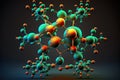 Molecular structure on a dark background