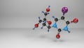 Idoxuridine molecule 3D illustration.