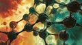 Molecular structure with a dynamic fusion of colors Royalty Free Stock Photo