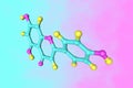 Molecular structure of flavonoid apigenin that found in a range of plants, including chamomile. It is used as a Royalty Free Stock Photo