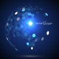 Molecular structure formed the three-dimensional earth, the implication of the sense of science and technology Royalty Free Stock Photo