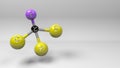 Trichlorofluoromethane molecule 3D illustration.
