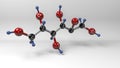 Fructose molecule 3D illustration.