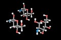 Molecular structure of glucosamine. Atoms are represented as spheres with conventional color coding: hydrogen white