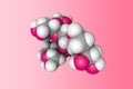 Molecular structure of glycogen. Atoms are represented as spheres with conventional color coding: carbon grey, oxygen