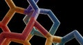 Molecular structure hexagonal lattice abstract science 3D render colorful. Royalty Free Stock Photo