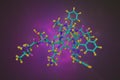 Molecular structure of human somatostatin-14, an inhibitory peptide hormone produced in the hypothalamus that acts to Royalty Free Stock Photo