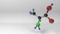 Alanine molecule 3D illustration.