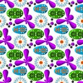 Molecular structure medical evolution life biotechnology microbiology formula seamless pattern background vector