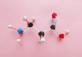 Beta Alanine molecule. Molecular structure model of beta-alanine molecule. Royalty Free Stock Photo