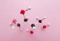 Molecular structure model of erythritol molecule. Erythritol is an artificial sweetener used to replace sugar.