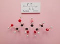 Molecular structure model and structural chemical formula of sorbitol. Sorbitol is an artificial sweetener and food additive Royalty Free Stock Photo