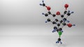 Oxycodone molecule structure 3D illustration.