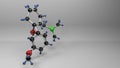 Tramadol 3D molecule illustration.