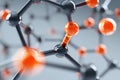 Molecular Structure with Orange and Black Atoms. Royalty Free Stock Photo