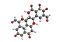 Molecular structure of a polycyclic aromatic compound with oxygen atoms Royalty Free Stock Photo