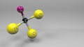 Dichlorodifluoromethane 3D molecule illustration.