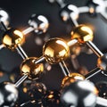 Molecular structure with shiny spheres representing atoms and bonds in a scientific concept Royalty Free Stock Photo