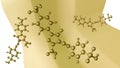 A molecular structure of tartrazine against the textured yellow background Royalty Free Stock Photo
