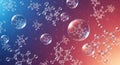 Science Molecular Structures in Abstract Red and Blue Background with Transparent Bubbles Royalty Free Stock Photo