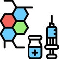 Molecular Structure and Vaccine icon, Vaccine Development related vector