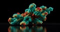 Molecular Structure of a Virus or Protein in Bright Colors on Black Background Royalty Free Stock Photo
