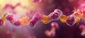 Molecular structure visualization, colorful representation of cells and proteins, intricate details of biological