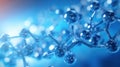 Molecular structure of water. Blue Water Molecules. Abstract of atomic Structures in Futuristic Design. Science or