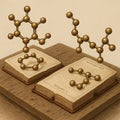 Molecular Structures and Vintage Books Royalty Free Stock Photo