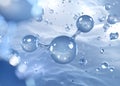 molecular structures - water, liquid bubbles, closeup abstract 3d rendering, atom under microscope Royalty Free Stock Photo