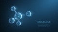 Molecule. Abstract futuristic micro molecule structure with sphere on blue background. Royalty Free Stock Photo