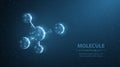 Molecule. Abstract futuristic micro molecule structure with sphere on blue background.