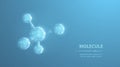 Molecule. Abstract futuristic micro molecule structure with sphere on blue background.